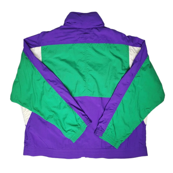 Vtge Retro Liz Sport Colorblock Green Purple Windbreaker Jacket  Size L - Picture 9 of 13